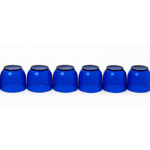 Set Of 6 Vintage Hazel-Atlas Cobalt Blue Juice Whiskey Glasses 2.5” 1930s-40s - Picture 4 of 4